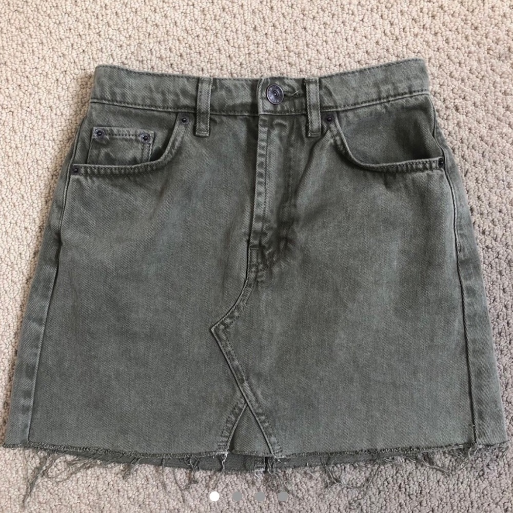bdg olive green denim skirt